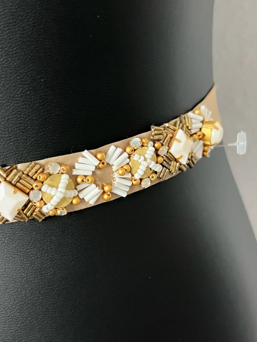 J. Crew Gold and White Floral Crystal Waist Belt - Picture 3 of 4